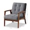 Baxton Studio Asta Mid-Century Grey Velvet Upholstered Walnut Finished Wood Armchair 160-9941 - alternate 2